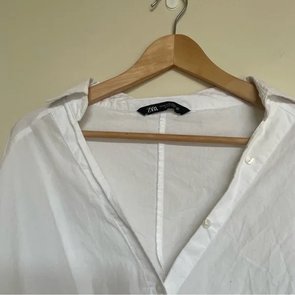 Zara Poplin Shirt With Front Knot - Picture 5 of 11
